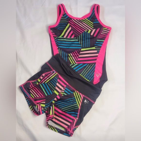 Justice Other - Justice two piece gymnastics leotard and shorts set